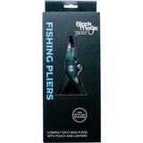 Black magic fishing tackle packaging with pliers illustration