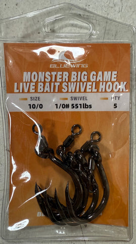 Bluewing Big Game Live Bait Swivel Hook - 10/0